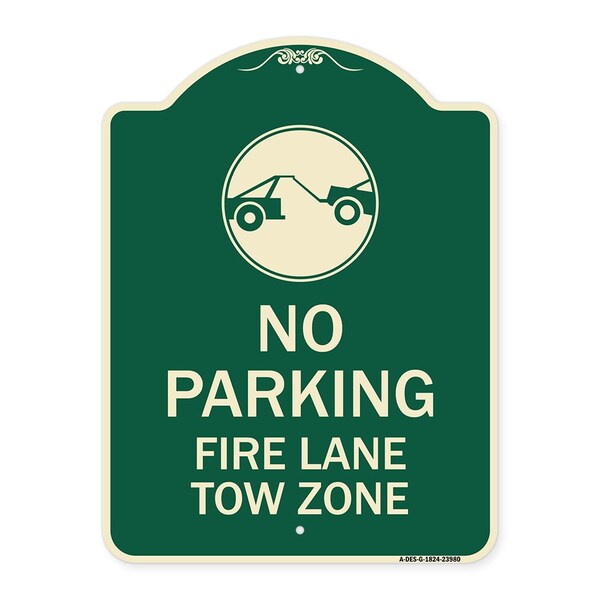 Signmission Fire Lane Tow Zone with Graphic Heavy-Gauge Aluminum Architectural Sign, 24" x 18", G-1824-23980 A-DES-G-1824-23980 - main